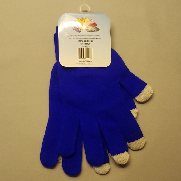 Touch Screen Winter Gloves. Blue 1 Size Fits All - Picture 4 of 5